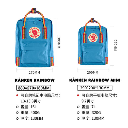 北极狐2021新款Kanken Rainbow电脑旅行双肩背包 23620 商品图1