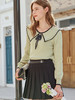 欧芮儿复古大翻领套头针织衫新款牛油果绿打底衫内搭上衣 商品缩略图1