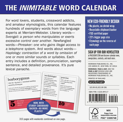 日历馆：进口英文原版韦氏词典《每日新单词日历2021》，中高级词汇 商品图4