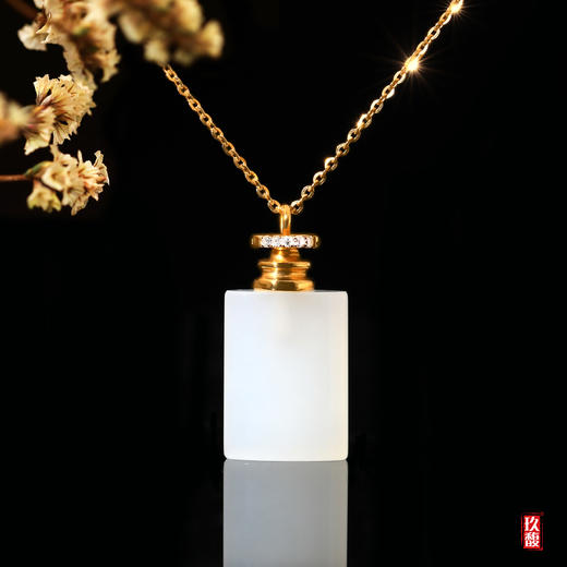 18K玫瑰金白玉项链-馨香四溢  12*16mm 商品图1