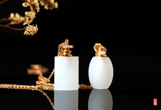 18K玫瑰金白玉项链-馨香四溢  12*16mm 商品图2