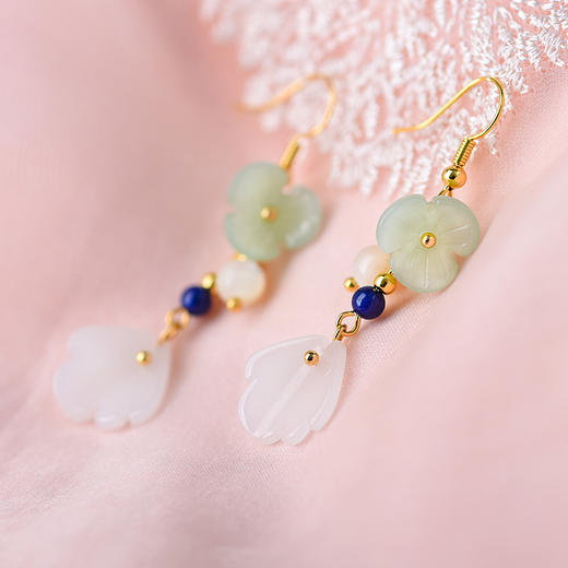 JGL-03220270韩版时尚简约绿玛瑙耳坠长款气质复古风耳环女小饰品首饰 商品图2
