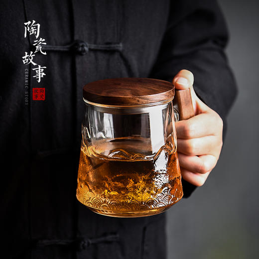 茶杯-玻璃泡茶杯-篱落山水三件杯 商品图1