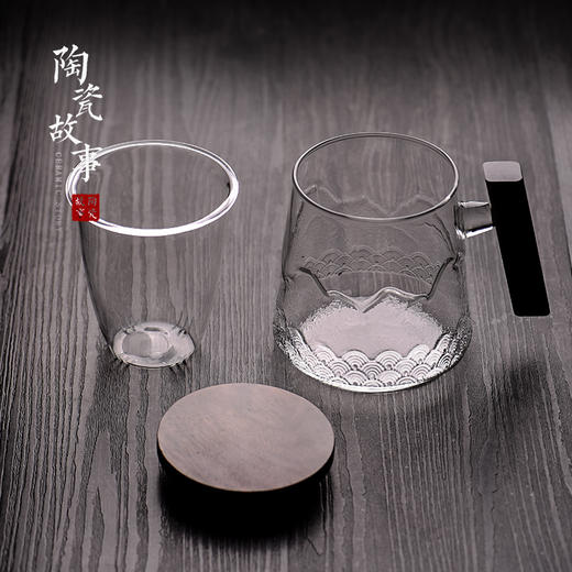 茶杯-玻璃泡茶杯-篱落山水三件杯 商品图5