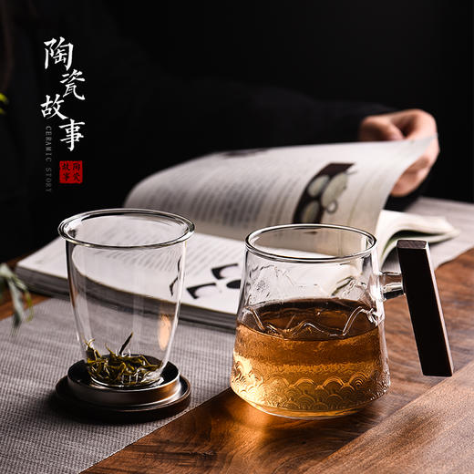 茶杯-玻璃泡茶杯-篱落山水三件杯 商品图6