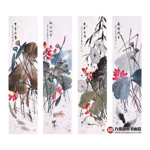 高云鹏《花鸟四条屏》34cm*138cm*4 花鸟四条屏作品 客厅/茶室挂画 商品图1