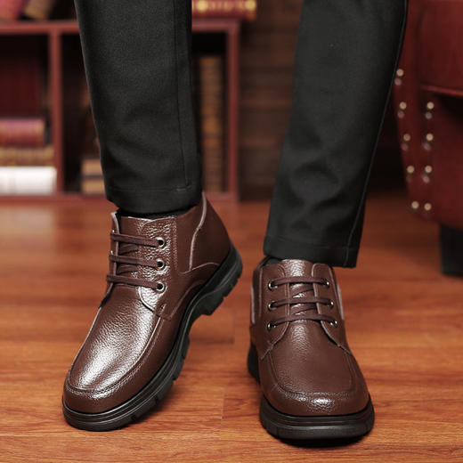 男冬季中年高帮棉鞋 休闲皮鞋 加绒保暖爸爸鞋中老年皮鞋 商品图4