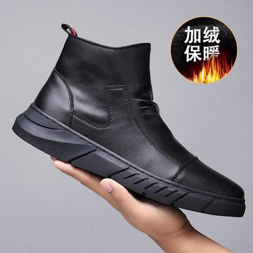 马丁靴男春秋冬季加绒男士休闲皮鞋男高帮鞋子男韩版潮流时尚短靴 商品图5