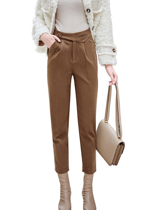 欧芮儿休闲裤女夏季2022新款高腰显瘦直筒通勤时尚气质小脚烟管裤 商品图3