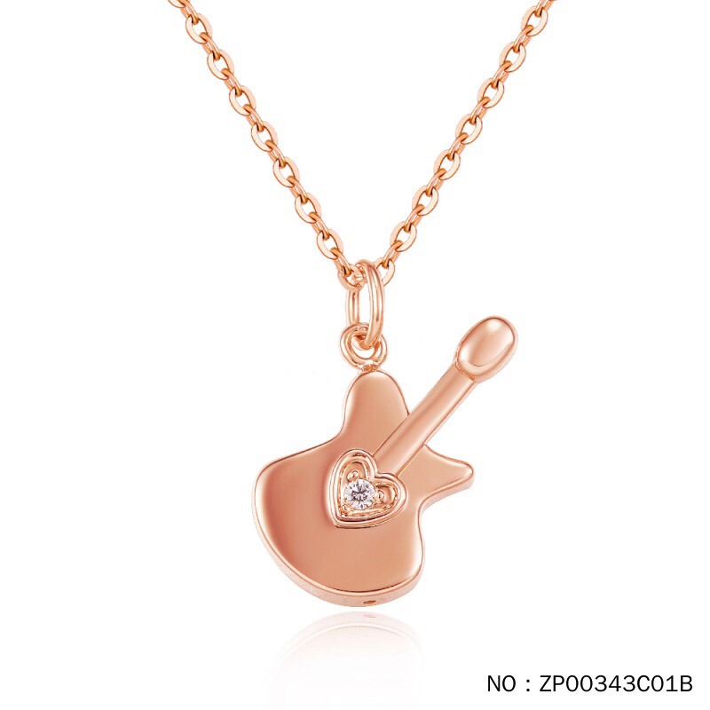 5d硬18k红吉他时尚钻石吊坠(不含项链) - 汇福呈祥黄金珠宝钻石高端