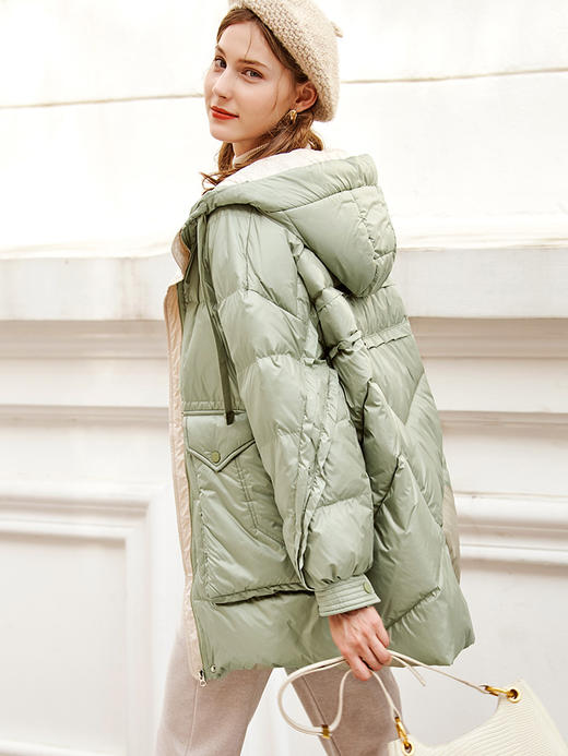 欧芮儿羽绒服女2021年新款冬季连帽小个子短款香芋紫棉服加厚外套 商品图2