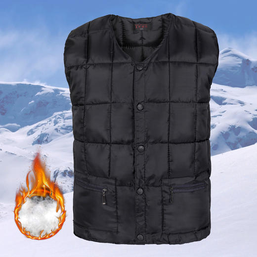 男士秋冬羽绒棉马甲坎肩休闲加厚保暖爸爸中老青年外套背心马夹 商品图5