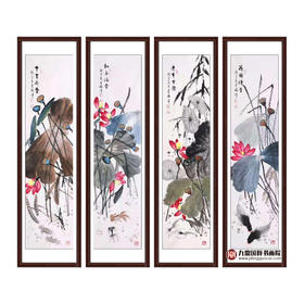 高云鹏《花鸟四条屏》34cm*138cm*4 花鸟四条屏作品 客厅/茶室挂画