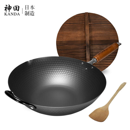 日本神田窒化槌目纹中华炒锅(锅+铲+盖) 商品图0