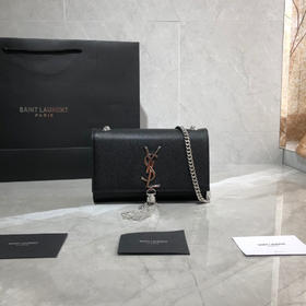 经典款KATE包黑色牛皮银扣（有流苏）