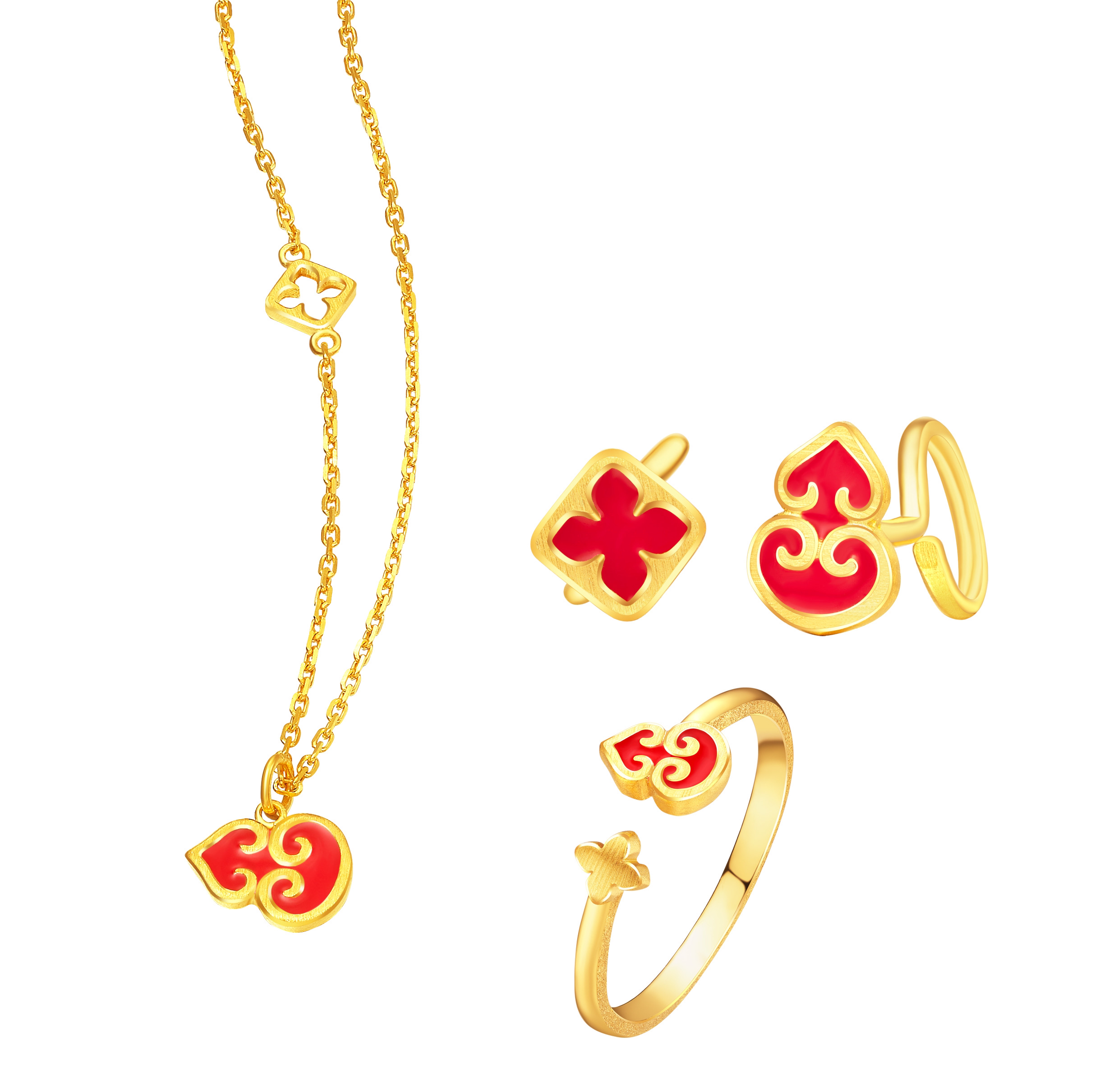 黄金事事如意珐琅彩套装 新春款需预订 - 汇福呈祥黄金珠宝钻石高端