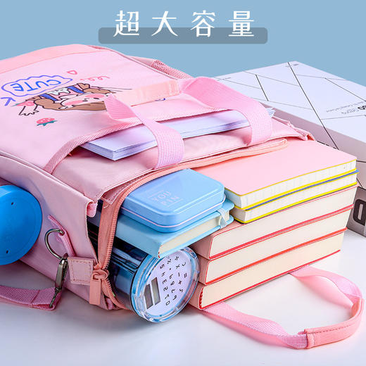 【手提斜跨，超大容量】补习袋中小学生儿童书袋A4帆布防水手拎带补课包双侧袋补习包大容量男女孩手提袋 商品图2
