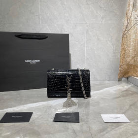 经典款KATE包黑色鳄鱼纹银扣（有流苏）