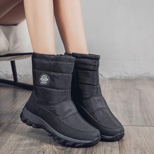 冬季保暖加绒雪地靴平跟中筒棉鞋防滑平跟大码时尚舒适防水淑女靴 商品图4