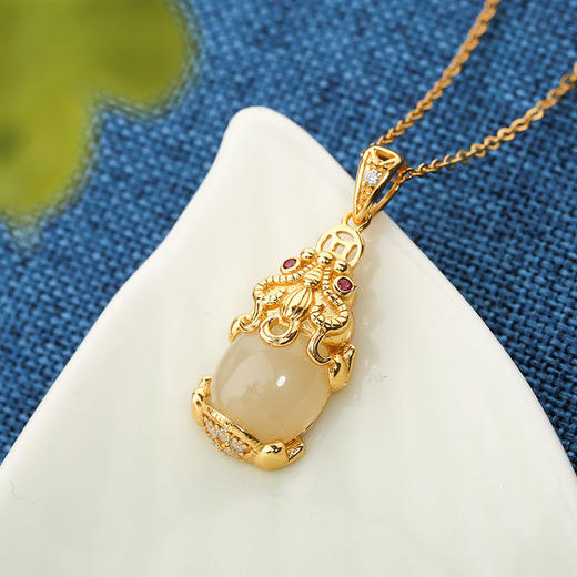 AHCI S925银镶嵌和田玉貔貅挂坠 AHCI0004 商品图2