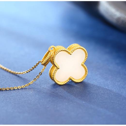 AHCI S925银镶嵌和田玉四叶草挂坠 AHCI0006 商品图3