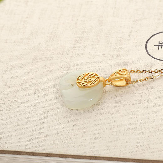 AHCI S925银镶嵌和田玉大象挂坠AHCI0003 商品图1