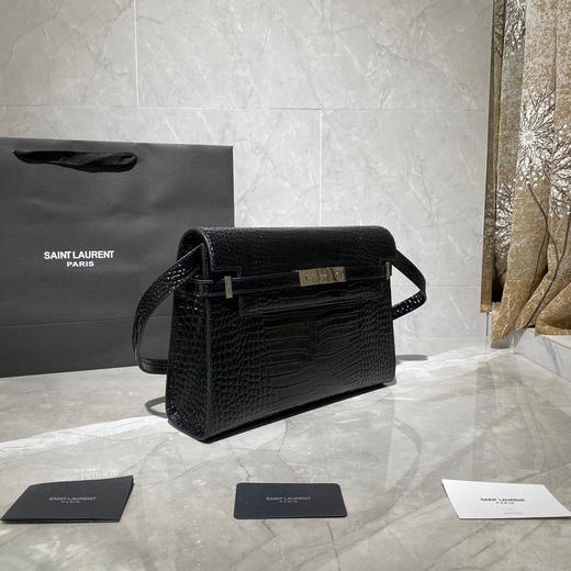 𝑴𝒂𝒏𝒉𝒂𝒕𝒕𝒂𝒏曼哈顿黑色鳄鱼纹银扣 商品图1