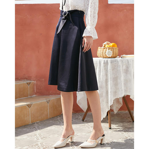欧芮儿新款高腰显瘦半身裙女中长款复古简约包臀裙a字裙 商品图1