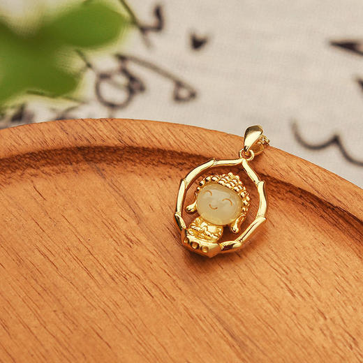 AHCI S925银镶嵌和田玉宝宝佛挂坠 AHCI0002 商品图3