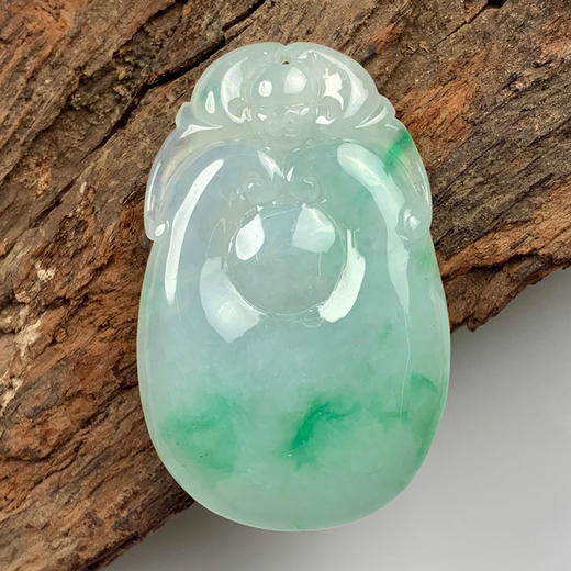 派瑞翡翠 翡翠挂件 糯种 飘绿花 商品图0