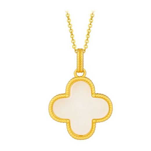 AHCI S925银镶嵌和田玉四叶草挂坠 AHCI0006 商品图2