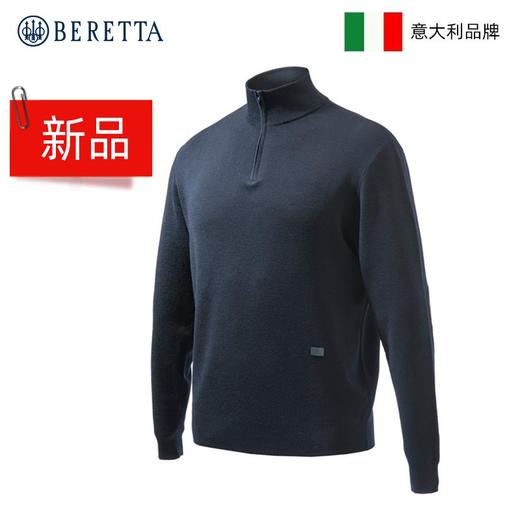 意大利BERETTA男士半拉链羊毛衫 （深蓝色） 商品图0