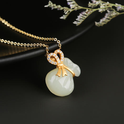 AHCI S925银镶嵌和田玉福袋挂坠 AHCI0001 商品图4