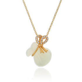 AHCI S925银镶嵌和田玉福袋挂坠 AHCI0001