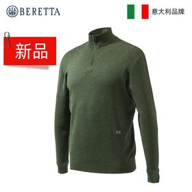 意大利BERETTA男士半拉链100%羊毛衫 （绿色）
