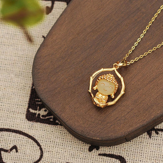 AHCI S925银镶嵌和田玉宝宝佛挂坠 AHCI0002 商品图2