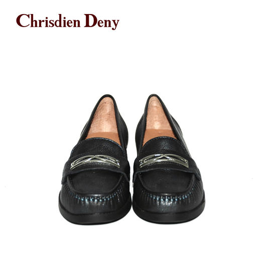 克雷斯丹尼-蓝色摔纹牛皮女鞋专柜同款