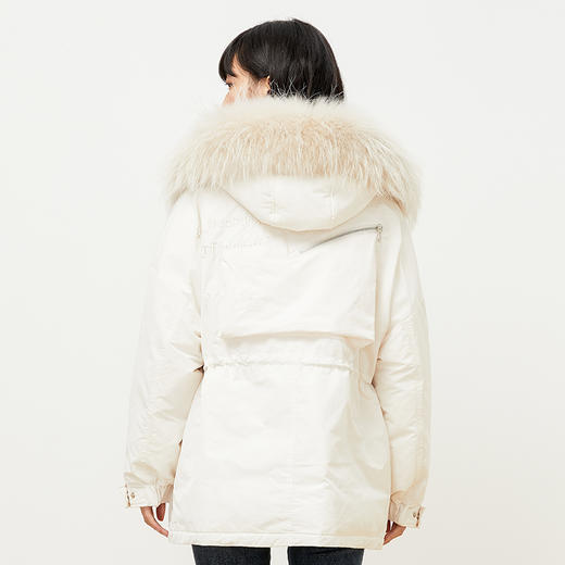 gcrues毛领羽绒服女2020新款显瘦收腰外套女秋冬连帽派克服小个子g1d