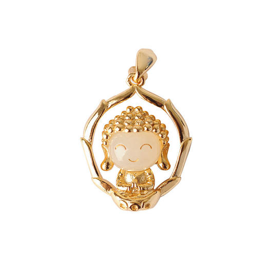 AHCI S925银镶嵌和田玉宝宝佛挂坠 AHCI0002 商品图0