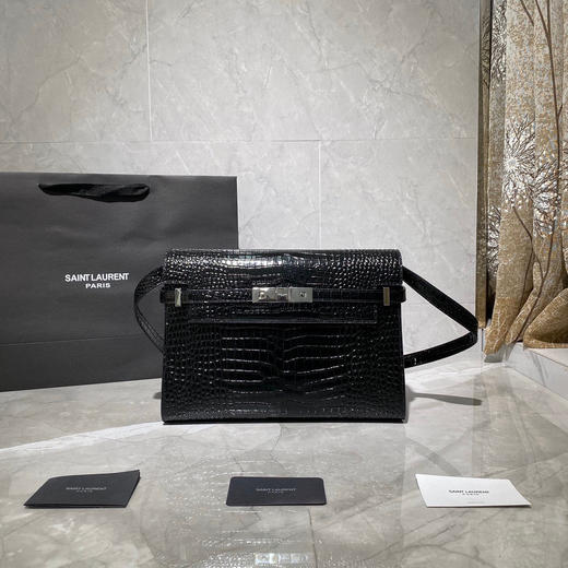 𝑴𝒂𝒏𝒉𝒂𝒕𝒕𝒂𝒏曼哈顿黑色鳄鱼纹银扣 商品图0