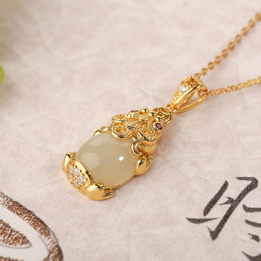 AHCI S925银镶嵌和田玉貔貅挂坠 AHCI0004 商品图3