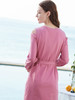 欧芮儿春夏新款长袖圆领粉色系带收腰连衣裙女中长款A字裙 商品缩略图2