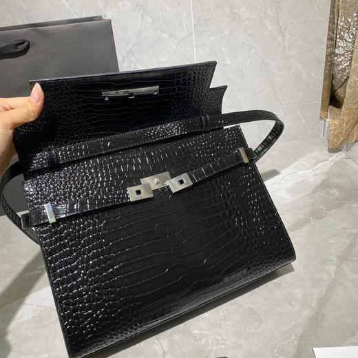 𝑴𝒂𝒏𝒉𝒂𝒕𝒕𝒂𝒏曼哈顿黑色鳄鱼纹银扣 商品图7