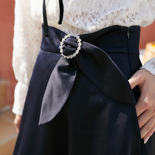 欧芮儿新款高腰显瘦半身裙女中长款复古简约包臀裙a字裙 商品图3