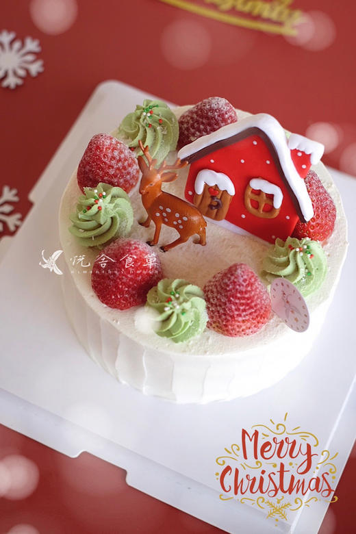 圣诞花环小鹿蛋糕 商品图0