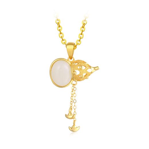 AHCI S925银镶和田玉葫芦挂坠 AHCI0011 商品图0