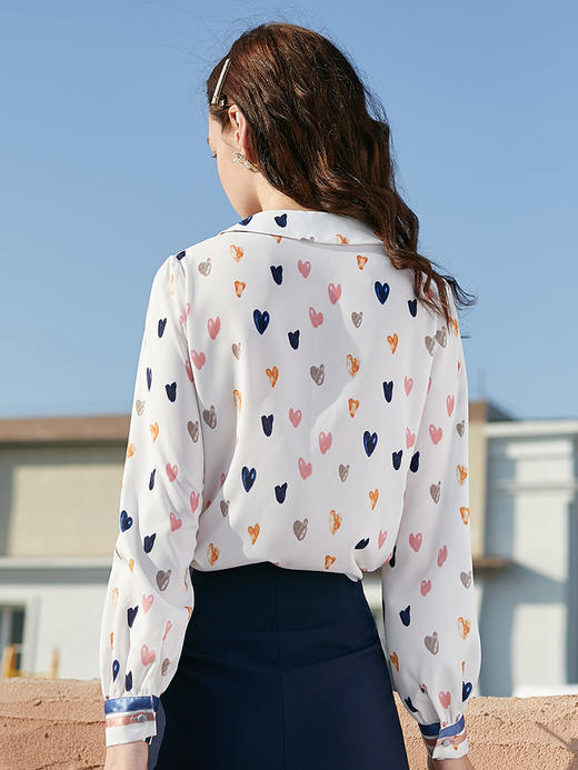 欧芮儿年新款长袖印花雪纺衬衫设计感小众衬衣内搭打底 商品图2