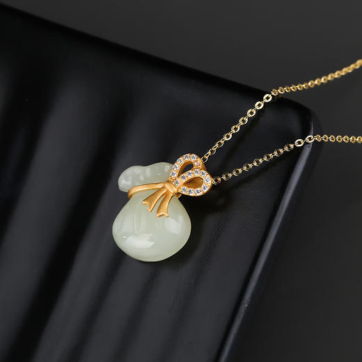 AHCI S925银镶嵌和田玉福袋挂坠 AHCI0001 商品图3