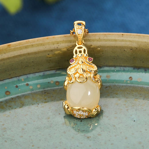 AHCI S925银镶嵌和田玉貔貅挂坠 AHCI0004 商品图0