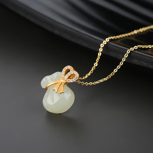 AHCI S925银镶嵌和田玉福袋挂坠 AHCI0001 商品图1